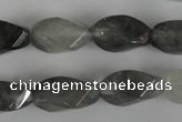 CCQ358 15.5 inches 10*20mm twisted rice cloudy quartz beads wholesale