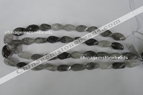 CCQ358 15.5 inches 10*20mm twisted rice cloudy quartz beads wholesale