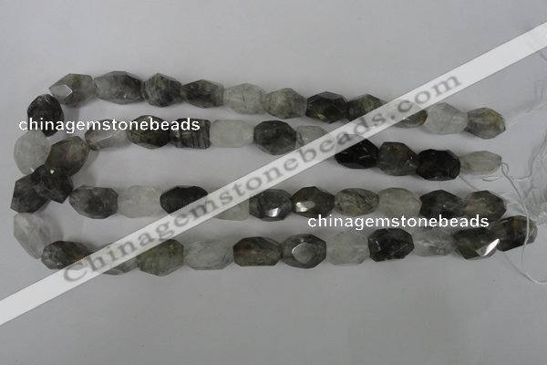 CCQ365 15.5 inches 12*16mm faceted nuggets cloudy quartz beads wholesale