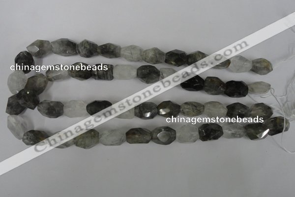 CCQ365 15.5 inches 12*16mm faceted nuggets cloudy quartz beads wholesale