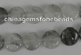 CCQ370 15.5 inches 12mm flat round cloudy quartz beads wholesale