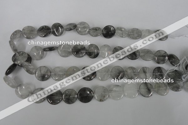 CCQ372 15.5 inches 16mm flat round cloudy quartz beads wholesale