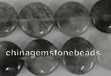 CCQ373 15.5 inches 18mm flat round cloudy quartz beads wholesale