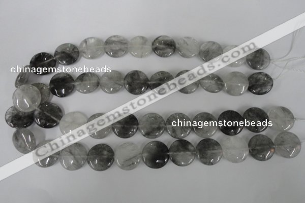 CCQ373 15.5 inches 18mm flat round cloudy quartz beads wholesale