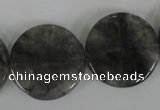 CCQ376 15.5 inches 25mm flat round cloudy quartz beads wholesale