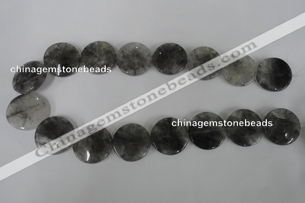 CCQ376 15.5 inches 25mm flat round cloudy quartz beads wholesale