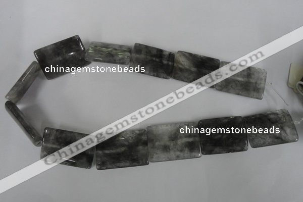 CCQ442 15.5 inches 25*35mm flat tube cloudy quartz beads wholesale