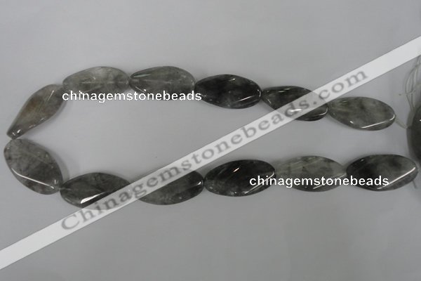 CCQ458 15.5 inches 18*35mm twisted oval cloudy quartz beads wholesale