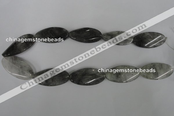 CCQ460 15.5 inches 20*40mm twisted oval cloudy quartz beads wholesale