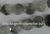 CCQ464 15.5 inches 12mm faceted coin cloudy quartz beads wholesale