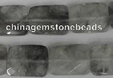 CCQ494 15*20mm twisted & faceted rectangle cloudy quartz beads