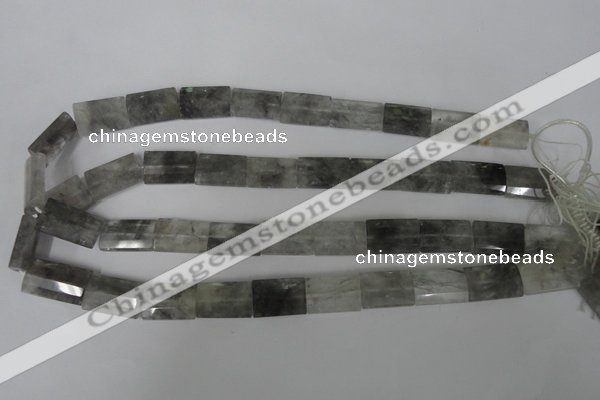 CCQ498 15.5 inches 13*20mm faceted flat tube cloudy quartz beads