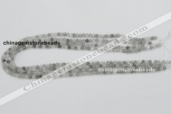 CCQ57 15.5 inches 4mm faceted round cloudy quartz beads wholesale