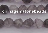 CCQ571 15.5 inches 6mm faceted nuggets cloudy quartz beads