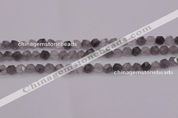 CCQ571 15.5 inches 6mm faceted nuggets cloudy quartz beads