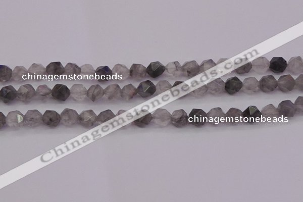 CCQ572 15.5 inches 8mm faceted nuggets cloudy quartz beads