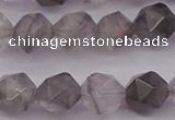 CCQ573 15.5 inches 10mm faceted nuggets cloudy quartz beads