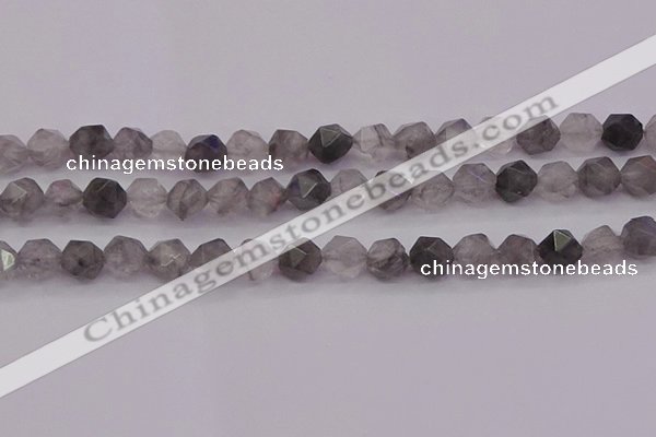 CCQ573 15.5 inches 10mm faceted nuggets cloudy quartz beads