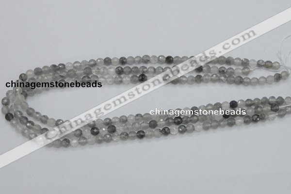 CCQ58 15.5 inches 6mm faceted round cloudy quartz beads wholesale