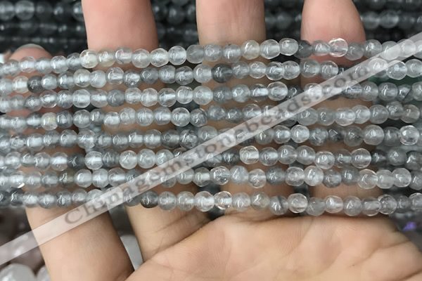 CCQ580 15.5 inches 4mm faceted round cloudy quartz beads wholesale