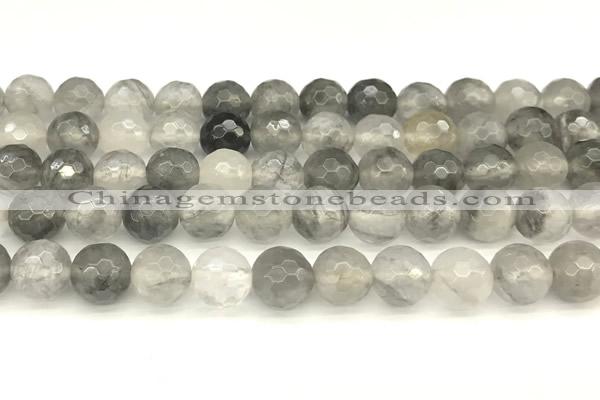 CCQ603 15 inches 12mm faceted round cloudy quartz beads