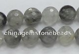 CCQ61 15.5 inches 12mm faceted round cloudy quartz beads wholesale