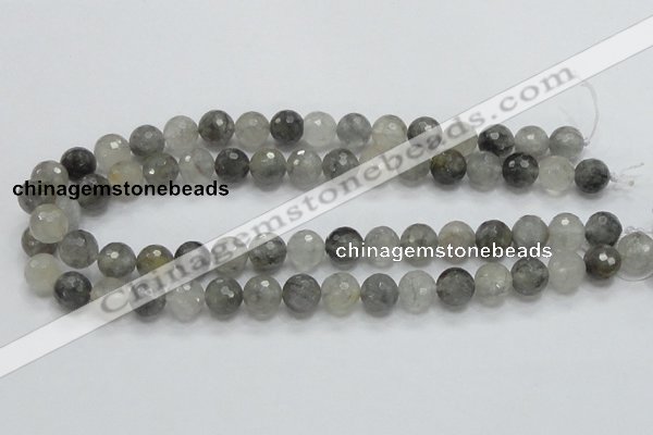 CCQ61 15.5 inches 12mm faceted round cloudy quartz beads wholesale