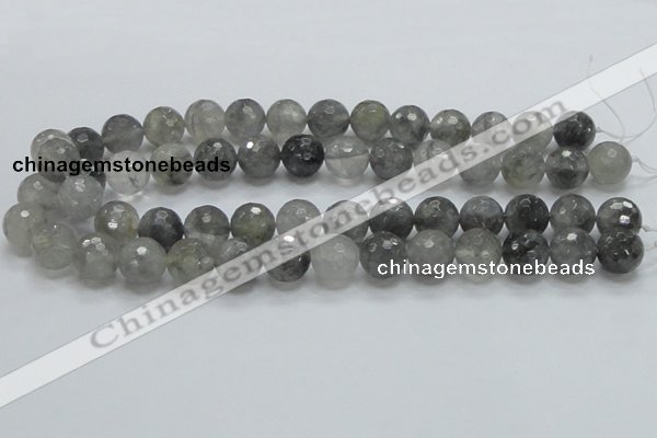 CCQ62 15.5 inches 14mm faceted round cloudy quartz beads wholesale