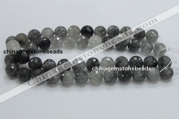 CCQ63 15.5 inches 16mm faceted round cloudy quartz beads wholesale