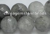 CCQ64 15.5 inches 18mm faceted round cloudy quartz beads wholesale