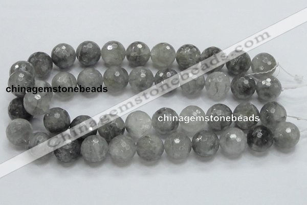 CCQ64 15.5 inches 18mm faceted round cloudy quartz beads wholesale