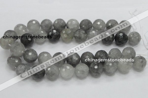 CCQ65 15.5 inches 20mm faceted round cloudy quartz beads wholesale