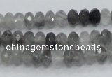 CCQ73 15.5 inches 6*8mm faceted rondelle cloudy quartz beads wholesale