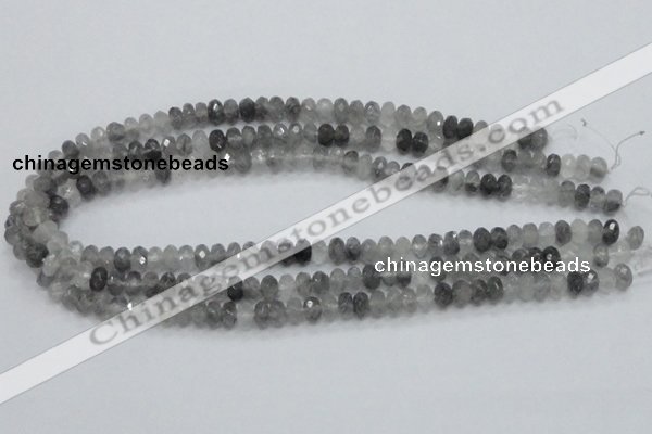 CCQ73 15.5 inches 6*8mm faceted rondelle cloudy quartz beads wholesale