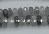 CCQ74 15.5 inches 7*10mm faceted rondelle cloudy quartz beads wholesale