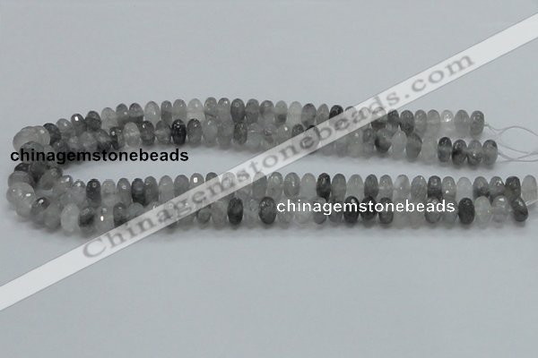 CCQ74 15.5 inches 7*10mm faceted rondelle cloudy quartz beads wholesale