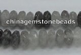 CCQ75 15.5 inches 6*12mm faceted rondelle cloudy quartz beads wholesale