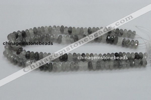 CCQ75 15.5 inches 6*12mm faceted rondelle cloudy quartz beads wholesale