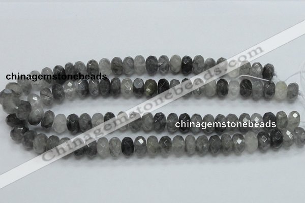 CCQ76 15.5 inches 8*14mm faceted rondelle cloudy quartz beads wholesale