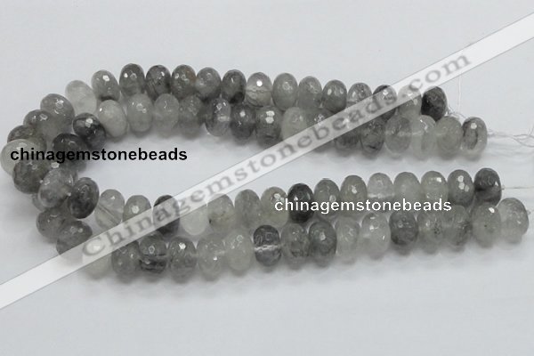 CCQ78 15.5 inches 10*16mm faceted rondelle cloudy quartz beads wholesale