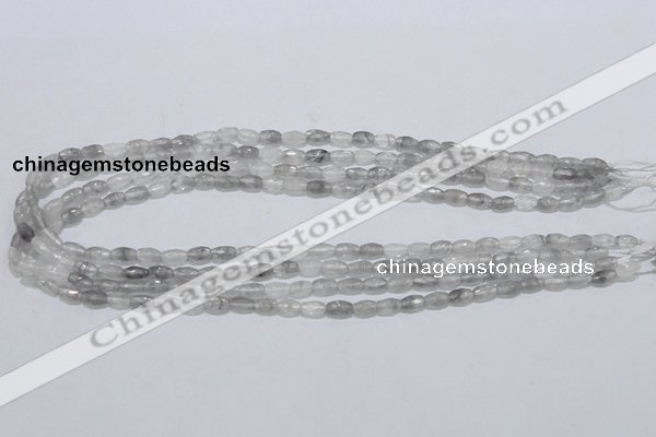 CCQ88 15.5 inches 4*7mm faceted rice cloudy quartz beads wholesale