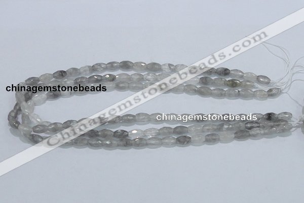 CCQ90 15.5 inches 6*10mm faceted rice cloudy quartz beads wholesale