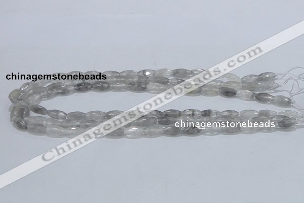 CCQ91 15.5 inches 6*12mm faceted rice cloudy quartz beads wholesale
