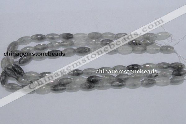 CCQ92 15.5 inches 8*16mm faceted rice cloudy quartz beads wholesale