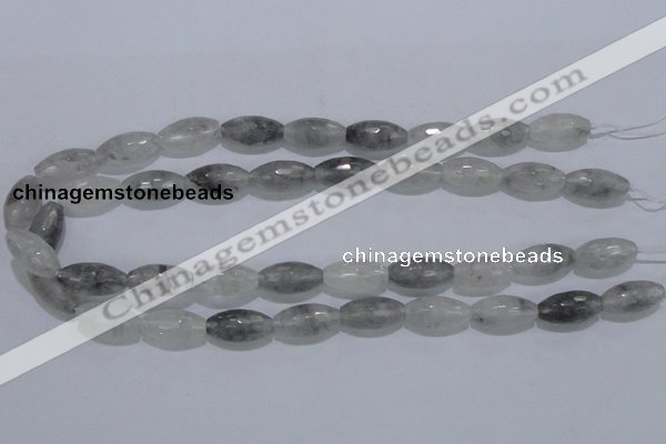 CCQ93 15.5 inches 10*20mm faceted rice cloudy quartz beads wholesale