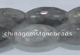 CCQ94 15.5 inches 15*30mm faceted rice cloudy quartz beads wholesale