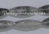 CCQ95 15.5 inches 10*30mm faceted rice cloudy quartz beads wholesale