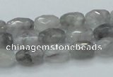 CCQ97 15.5 inches 8*12mm faceted egg-shaped cloudy quartz beads