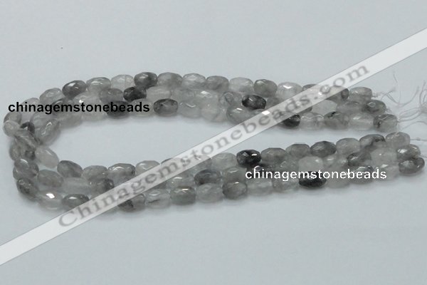 CCQ97 15.5 inches 8*12mm faceted egg-shaped cloudy quartz beads