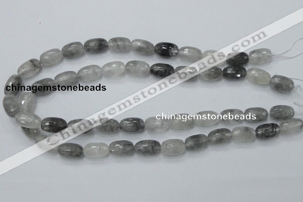 CCQ99 15.5 inches 10*16mm faceted egg-shaped cloudy quartz beads